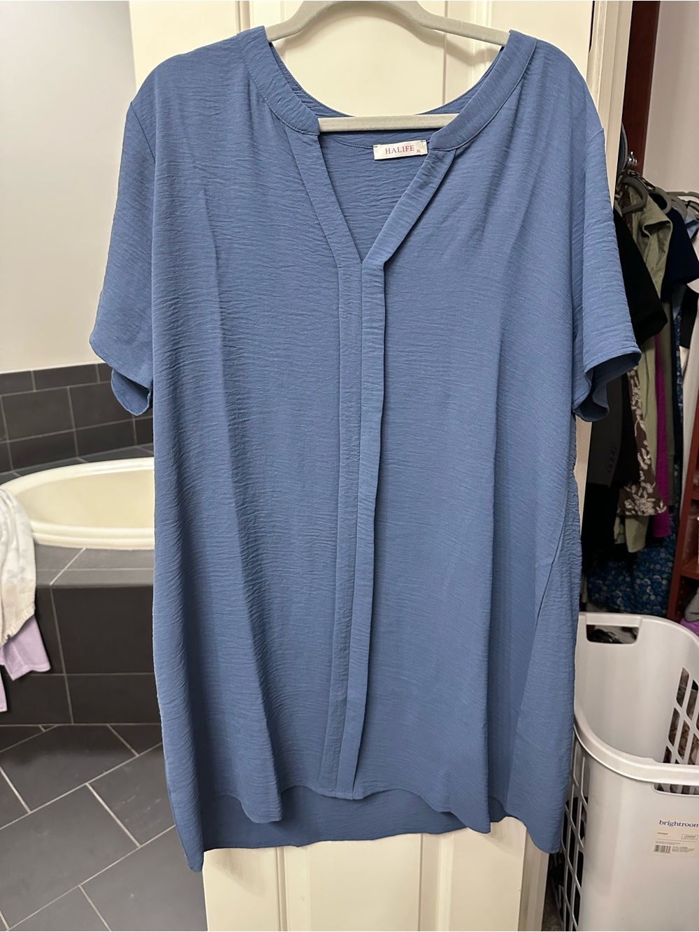Alife Blue Short-Sleeve V-Neck Dress